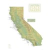 California State Parks Map 18x24 Poster (Green & White)