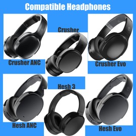 JULONGCR Crusher EVO Replacement Ear Pads Crusher Earpads Hesh ANC Ear Muffs Hesh 3 Wireless Cushions Pads Compatible with Skullcandy Hesh EVO/Crusher ANC/Hesh 3/Crusher/Crusher EVO Headphones.