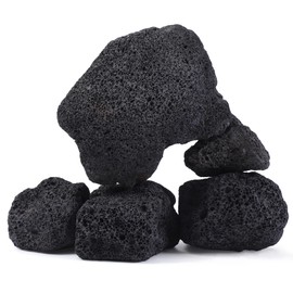 FISCAPE 5 PCS 2-8'' Large Natural Black Lava Rock for Aquarium, Volcanic Rock for Fish Tank