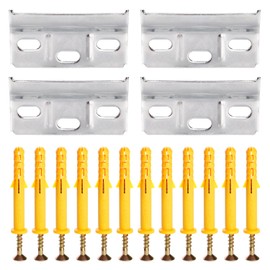 VooGenzek Pack of 4 Support Plate Cabinet Hangers and 12 Pieces M8 x 60 Dowel Screws, Wall Mounting Wall Cabinets, Wall Hanging for Kitchen Cabinets, Wall Mounting Cabinets Hanging Plate
