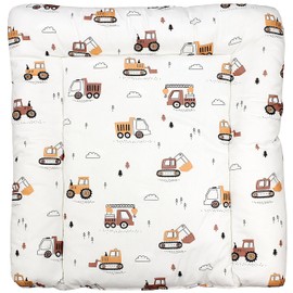 TupTam Baby Changing Mat with Cotton Cover Patterned Construction Vehicles / Digger / Beige Size: 70 x 70 cm