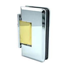 Brixwell H-MBGTW-OP-CB Majestic Series Glass to Wall Mount Shower Door Hinge with Offset Back Plate Polished Chrome W/Brass Accents