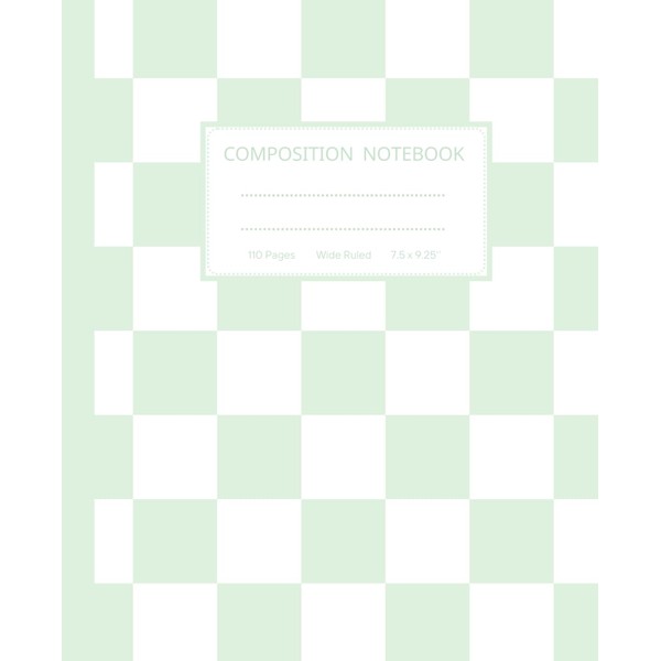 Pastel Green Mint Aesthetic Preppy Composition Notebook: Wide Ruled, Super