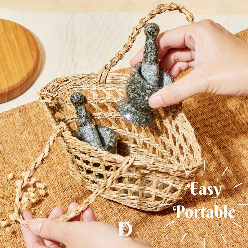 Dakorn Mortar and Pestle Set, Tiny Size, Small, Compact, Mini,