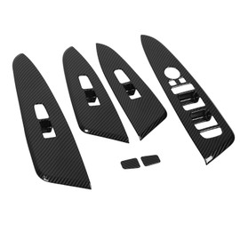 6 Pieces Door Window Control Panel Cover, Carbon Fiber Style Glass Lifting Button Decoration Stickers, Replacement for Sportage HEV NQ5, Panel Sticker