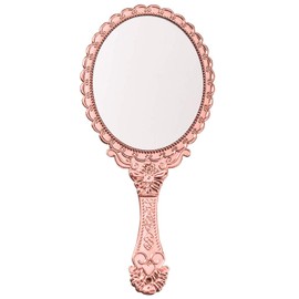 Weahre Hand Mirror Makeup Mirrors Handheld Decorative Personal Vintage Cosmetic Travel Mirrors (Rose Gold)