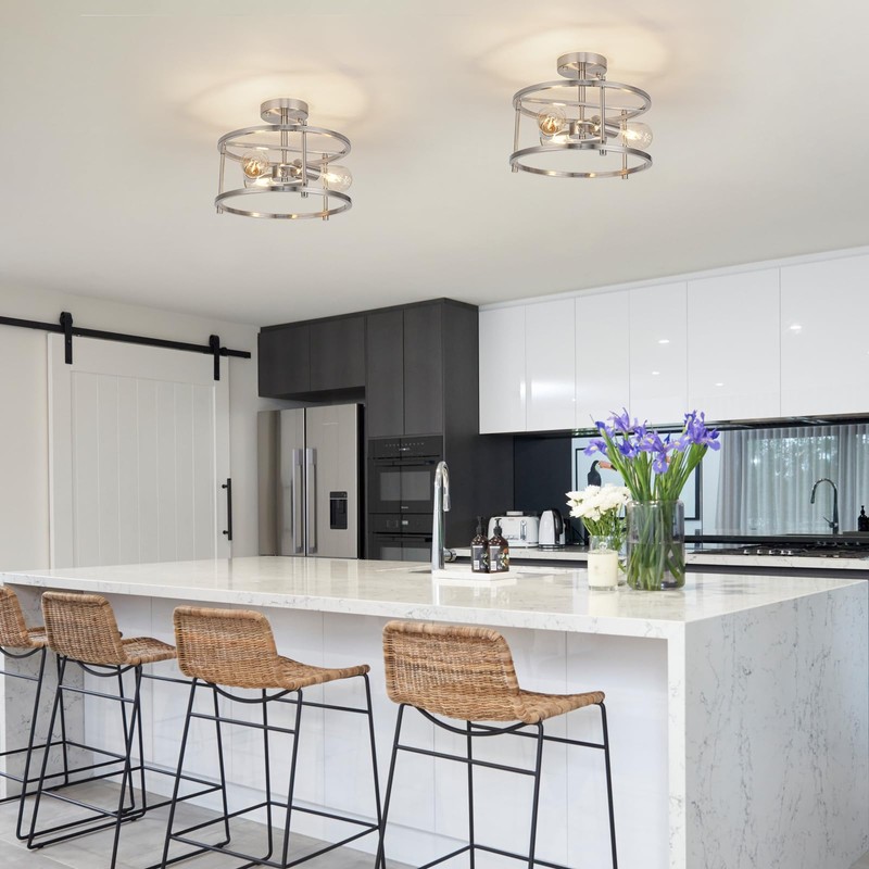 foucasal Semi Flush Mount 3-Light Modern Kitchen Light Fixtures -