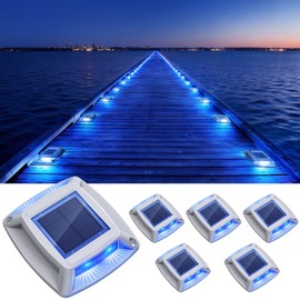 Etetale Solar Driveway Lights Outdoor 6 Pack, IP68 Waterproof Solar Powered Driveway Marker Deck Dock Lights for Steps Pathway Walkway Sidewalk Garden Yard Stair Marine (Blue)