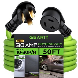 GEARit 30 Amp (50 Feet) 3 Prong Dryer Extension Cord NEMA 10-30P to 10-30R STW 10AWG/3 Heavy Duty, RV EV Charging Cable 125/250V