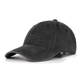 Zylioo Extra Big Washed Cotton Baseball Cap,Deep Ball Cap for Big Heads,Soft Crown Large Running Hat Black Gray