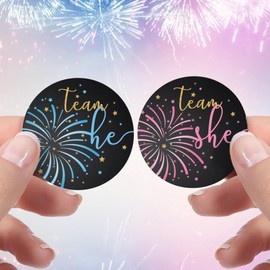 What Will Our Little Firework Be Gender Reveal Party Team He or Team She Stickers - 40 Stickers, Little Firecracker Gender Reveal