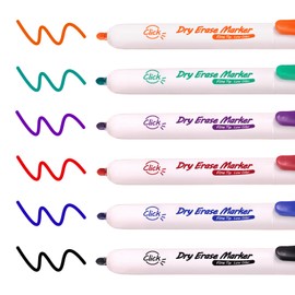 WRITECH Retractable Dry Erase Markers: Fine Point Clickable Colored Ink Marker Low Odor Erasable Thin Tip Refillable Multicolor Whiteboard Marker Pen Set 6ct No Smear Bleed
