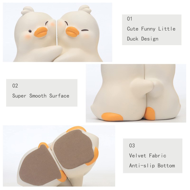 JARPSIRY Cute Hug Ducks Decorative Bookends, Unique Book Ends to