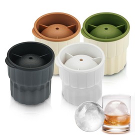 Berglander Ice Molds Set 4 Pack, 7cm Big Ball Plastics Round Ice Cube Mold, Ice Ball Maker Mold, Stackable Puck Maker, Easy Release