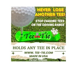 Tee-Tie Golf Tee Protector, Holds Your Tee in Place for Uninterrupted Practice, Works with Any Tee, Green