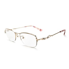 Progressive Multifocal Computer Reading Glasses Half-rimless Presbyopic Eyewear Blue Light Blocking Multifocus Readers Eyeglasses Women (Golden, 1.50)