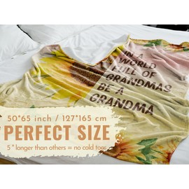 Grandma Gifts from Grandkids, Sunflower Flannel Throw Blankets on Christmas, Mother's Day, Birthday, 50" x 65"