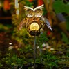 Go2garden Solar Lights Outdoor Owl Decorative Metal Stakes Lights Crackle