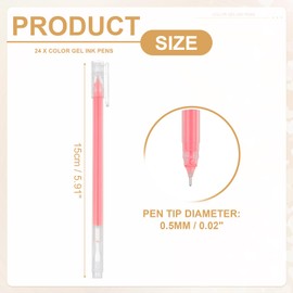PATIKIL 24 Pcs Colored Gel Pens, 0.5mm Fine Point Pastel Gel Pens High Light Ink for DIY Projects Painting Journaling Notebook Black Paper Drawing, 15cm Length Red Ink