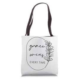 Inspirational Grace Wins Every Time Faith Christian Living Tote Bag
