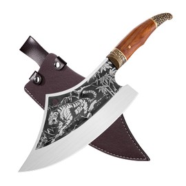 Purple Dragon 10in Meat Cleaver, Butcher Knife for Meat Cutting, Heavy Duty Meat Cleaver Knife, Stainless Steel Bone Chopper Knife, Forged Cleaver Knife