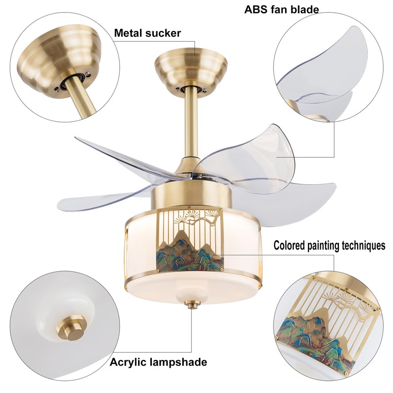 OUKANING Ceiling Fans with Lights, Modern Ceiling Fan with Remote