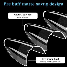 YBEATY 240 PCS Extra Short Almond Nail Tips Half Cover Almond Tips Gel Clear Set 12 Sizes Fake Nail Tips Shape Pre-shaped Acrylic False Nails with Handles for Extension Art Manicure Home DIY