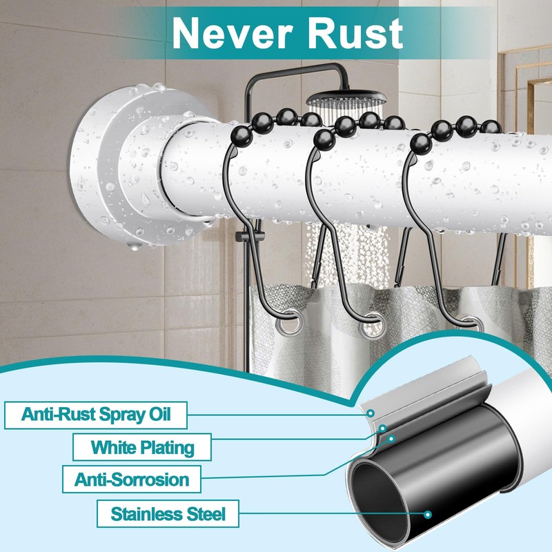 YNL Tension Shower Curtain Rod 34-96 Inches（2.8-8ft) Adjustable Spring Shower