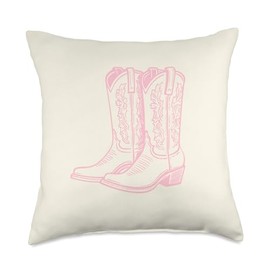 Coastal Cowgirl Beachy Pink Cowboy Boots Western Throw Pillow