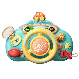 Simulation Steering Wheel Toy Interactive Educational Cute Ideal Gift Car Driving Steering Wheel Toy for Boys Girls Green