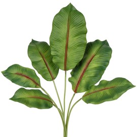 16.5" Pu Foam Artificial Banana Leaves Bird of Paradise Frond Tropical Palm Leaves Faux Banana Leaf Plant for DIY Wedding Fake Leaves for Centerpieces Arrangements Banana Stem for Party Home Decor