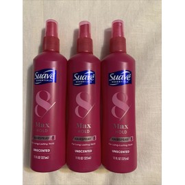 NEW LOT 3 Suave Non Aerosol Max Hold 8 Hairspray Unscented 11 oz Long Lasting 79400181831