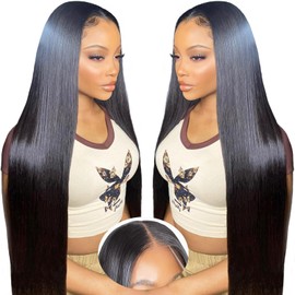 22 Inch 12A 9X6 Max Part Wear And Go Glueless Wig Human Hair For Black Women,200% Density Straight Lace Front Wig Human Hair Friendly To Beginners Can Be Dyed & Bleached With Small Knots Natural Black