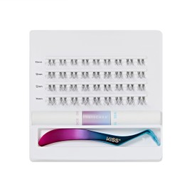 FALSCARA Eyelash Extension Set, Feather Light Volume Eyelashes with Invisible Clear Band, Bond & Seal, Applicator & 36 Eyelash Clusters