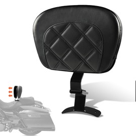 FOVPLUE Driver Backrest,Adjustable Rider Sissy Bar Backrest Pad for Harley Touring 2009-Later, for CVO Street Glide, Road Glide, Road King, Electra Glide FLHR, FLTRX, FLHX, FLHT, Tall-Ride/BLACK