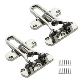 Lilaly 2 PCS Door Latch Guard, Hotel Door Lock, Chain Locks for Inside Door, Door Bar, Hotel Security Door Lock (Silver)