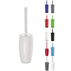 KW "Easy" Enlcosed Plastic Toilet Brush and Holder (Round Clear/White)