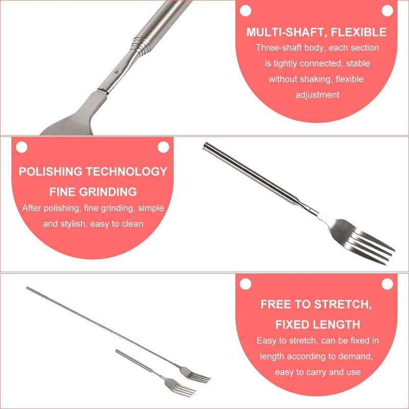Stainless Steel Retractable Extendable Fork - 64cm to 25.4inch, Perfect