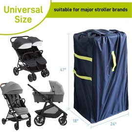 DMS PROTECTOR Gate Cheak Stroller Bag for Airplane Travle, Standard or Double Stroller Travel Bag For Airplane, Waterproof Travel Carry Bag, Large Stroller Cover, Navy