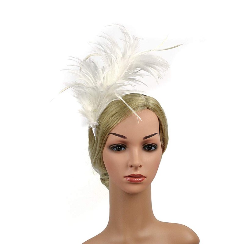 Lurrose 20s Headband Feather Headband Wedding Headpiece Vintage Party Gatsby