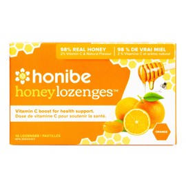 Honibe 100% Pure Honey Lozenges | Made in Canada | With Vitamin C for Health Support | 1 pack (10 lozenges) | Natural Orange