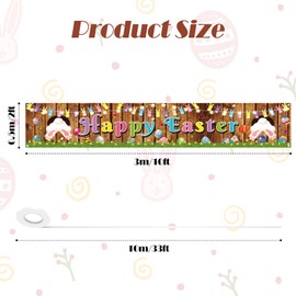 Bigqin Easter Banner Decoration, Happy Easter Party Banner, Rabbit Easter Eggs Background Banner for Party, Easter Wall Garden Outdoor Decorations Accessories, 300 x 50 cm