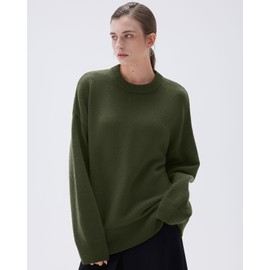 SUUKSESS Women Cashmere Oversized Sweaters Long Sleeve Pullover Tops Fall Outfits Crew Neck Jumpers (Army Green,M)