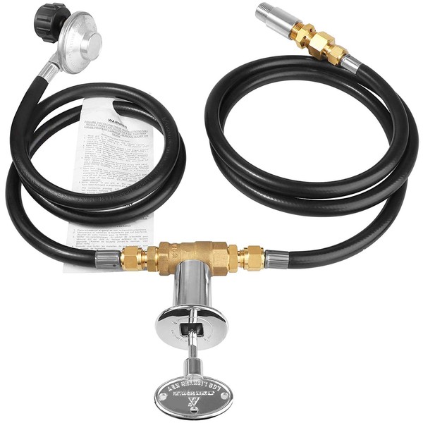 EXCELFU Fire Pit Installation Kit with 1/2" Chrome Key Valve,