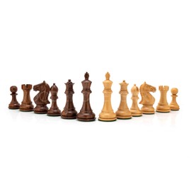 WoodenChessArt Fierce Knight Staunton Chess Pieces, Double Weighted (Golden Rosewood & Boxwood, 4.1 Inch)
