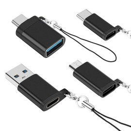 AIYEEN USB C to USB 3.0 Adapter, USB C Female to USB Male Adapter, USB C to Micro USB Adapter, Micro USB (Female) to USB C (Male) Adapter with Lanyard (Pack of 4)