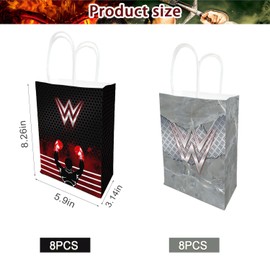 Lessflow 16 Pack Boxing Gift Goodie Treat Candy Bags Party Paper Gift Bags with Handles for Boxing Themed Birthday Party Supplies Decorations Birthday Occasion Gift Bags