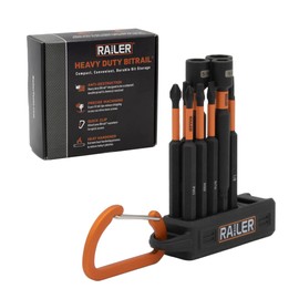 Railer Screwdriver Bit Set For Electricians - Premium S2 Steel Impact Driver Bit & Nut Driver Set With A Magnetizer Bit Holder & Carabiner