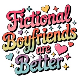 Fictional Boyfriends are Better Sticker Set of 3 – Waterproof Vinyl Decals for Kindle, Laptop, Water Bottle – Cute Rainbow Heart Holographic Sticker – Book Lover Gift