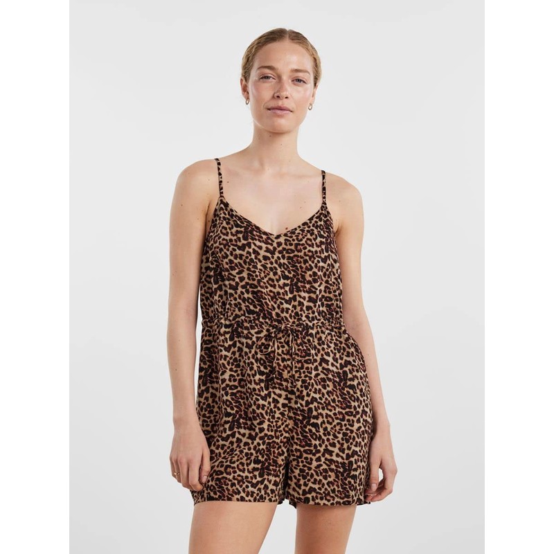 PIECES Women's Pcnya Slip Playsuit Bf BC Jumpsuit, Black/Aop:Leo.